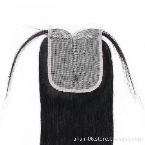 Cheap 10A Nature Color Straight/Body Wave Machine Made 4*4 Lace Closure In Stock ,14-20 Inch,100% Human Hair,Middle Part